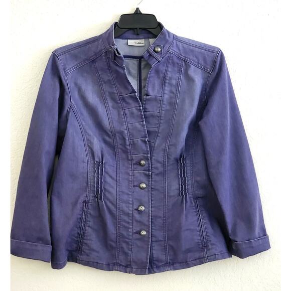 JACKET-DENIM-CHICO'S PLATINUM-Light Purple/Denim Color-Long Sleeves-Chico's 2/M - Picture 1 of 16